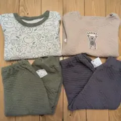 ユニクロ ベビーパジャマ 動物柄 トップスとパンツセット