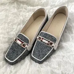 【美品】リーガル ツイード ビット ローファー パンプス ネイビー 23.5cmのサムネイル