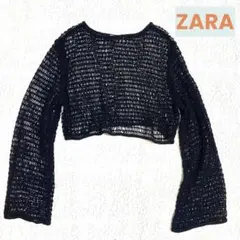 ZARA ざっくり編みニット クロップド丈 透かし編み 長袖