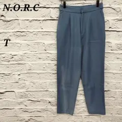 i194 ノーク【T】タック入テーパードパンツ 丈短め ポケット ブルー