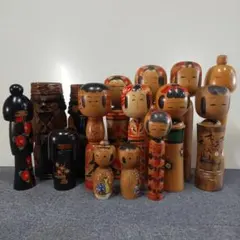昭和レトロ こけし 小芥子 他 15体セット まとめ売り 日本人形 伝統工芸品