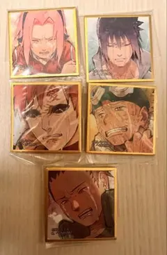 NARUTO 疾風伝 豆ガシャ色紙 4点セット ナルト/サスケ/我愛羅/シカマル