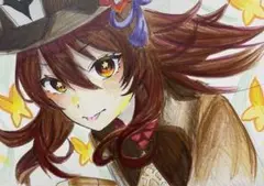 原神　胡桃（フータオ）　イラスト　手描き