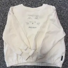 petit main アイボリー 猫刺繍 トレーナー 110