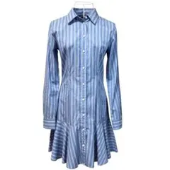 【美品】ローレンラルフローレン　サイズ2 S　シャツワンピース　ストライプブルー