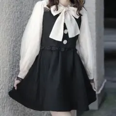 ひ*か様 ROJITA ビジューボウタイリボンツイードワンピース