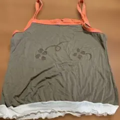 オリーブグリーン 花柄キャミソール