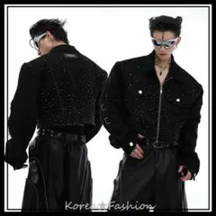 現行☆Argue Culture ショートデニムジャケットラインストーンリベット