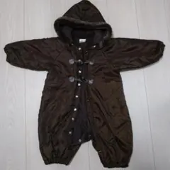 ダークブラウン フード付きベビーコート 50-70cm
