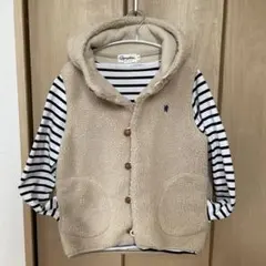 【SET】Gymphlexフード付きベージュベストと無印良品のボーダートップス