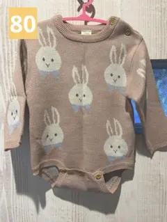 futafuta ウサギ柄 ニットセーター 80