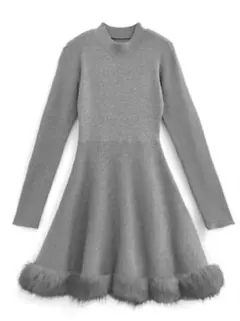 タグ付き新品　L フリージア ファーニットミニワンピース[tu1432]