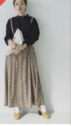 レオパード柄 フレアロングスカート　高山都さんコラボ　Mサイズ