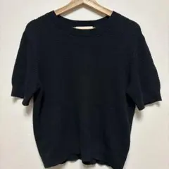 半袖ニット ブラック クルーネック