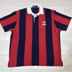 Polo by Ralph Lauren 赤紺ストライプ ポロシャツ L