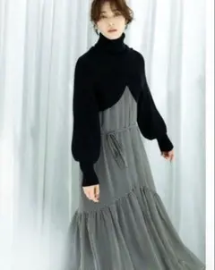 21AW/アームウォーマー付ワンピースセット/長袖ワンピース//千鳥格子