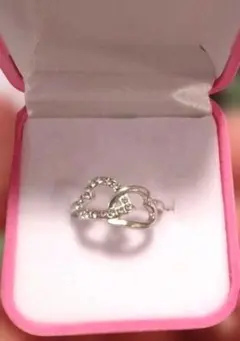 今日だけ特別❕最終値下げ❕ダブルハート✨キュービックジルコニア シルバーリング