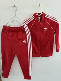 adidas kids100cm レッド ジャージセット