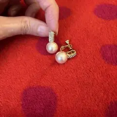 パールとクリスタルのイヤリング