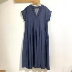 ebure】ノースリーブ ワンピース ブルー サイズ36 ジレとしても活躍