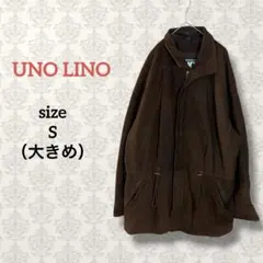 ウオモウノ【S】レザージャケット ジップアップ ブラウン ゆったり ヴィンテージ