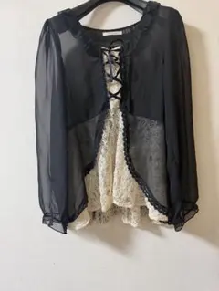 axes femme ダークコケット 森ガール レース ブラウス ブラック