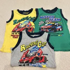 レーシングカー柄ノースリーブタンクトップ3枚セット