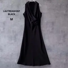 ロートレアモン ロングワンピース カシュクール ノースリーブ　黒ブラック　M相当のサムネイル