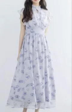 花柄シフォンワンピース　ロング丈SAISONDEPAPILLON L パープルのサムネイル