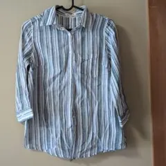 par-ci par-là ストライプ 七分袖 シャツワンピース