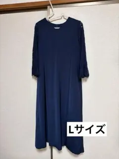 マタニティ パーティドレス ネイビー
