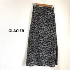GLACIER グラシア 小花柄ロングスカート 黒 サイズM