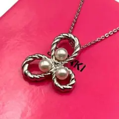 TASAKI タサキ ネックレス 3珠パール 5mm 本真珠 クローバー 925