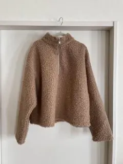 試着のみ　ZARA キャラメルZIPセーター　ボアセーター　S
