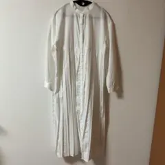 Discoat ホワイト 長袖 シャツワンピース ロング丈390