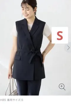 AOKI 2wayストレッチ ベスト クロップドパンツ セット ジレ ネイビー