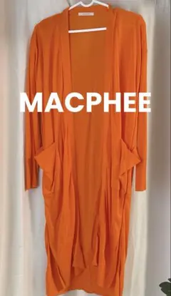 MACPHEE コットン ロングカーディガン 長袖 オレンジ