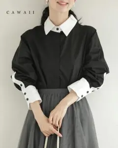 25AW CAWAII カワイイ バイカラーロングシャツチュニックのサムネイル