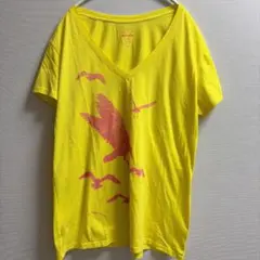 オールドネイビー 鳥柄 Vネック 半袖 Tシャツ XL 黄 綿 ビッグサイズのサムネイル