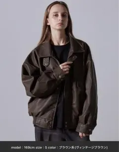 【CLEL】ヴィンテージデザイン合皮ブルゾン