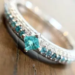 濃厚ブラジル産パライバトルマリン尽くしの極上パヴェPTリング