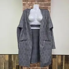 ルナシオン　ジャケット　グレー　ノーカラー　ポケット　ロング　ドロップショルダーのサムネイル