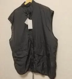 スタンドネック シアー シースルー ナイロン ビッグ ベスト チャコールグレー