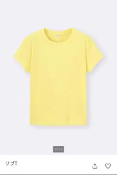 GU XL イエロー リブ Tシャツ