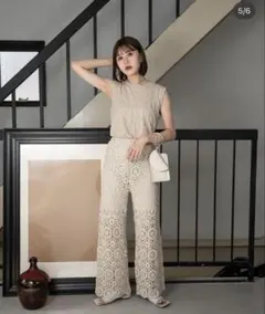amiur クロシェ編み ニットパンツ アイボリーのサムネイル