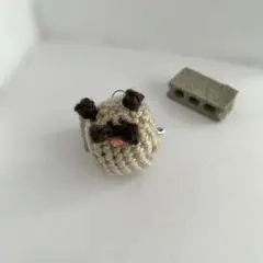 あみぐるみ　ぬいぐるみ　犬　ぱぐ　茶色　ブラウン　キーホルダー