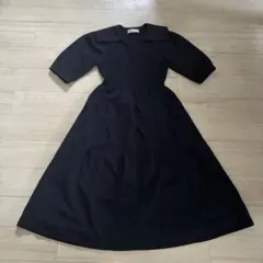 【美品】CELFORD セルフォード 衿付きホールガーメントワンピース 36 紺