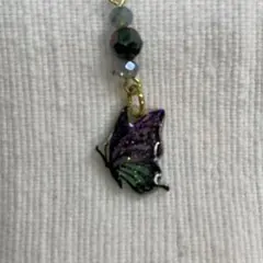 蝶のストラップ（多色・ビーズ付き）