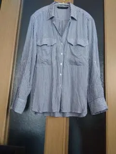 ZARA WOMAN ストライプ長袖シャツ M