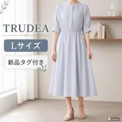 新品タグ付き トルディア　ストライプバンドカラーワンピース Lのサムネイル